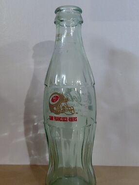 Coca-Cola San Francisco 49ers Green Glass Bottle with Red and Gold Logo